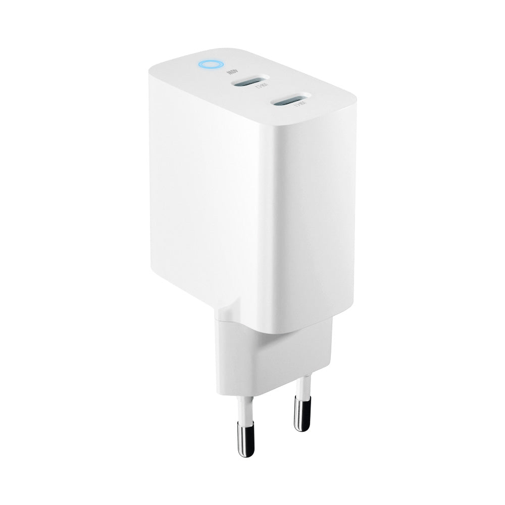 Forever nätverksladdare TC-06-40CC, 40W, 3A, 2 x USB-C, vit