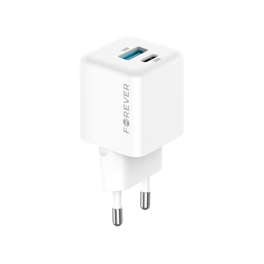 Nätadapter Forever TC-08-20AC, 20W, 3A, 1 x USB-A - 1 x USB-C, Vit