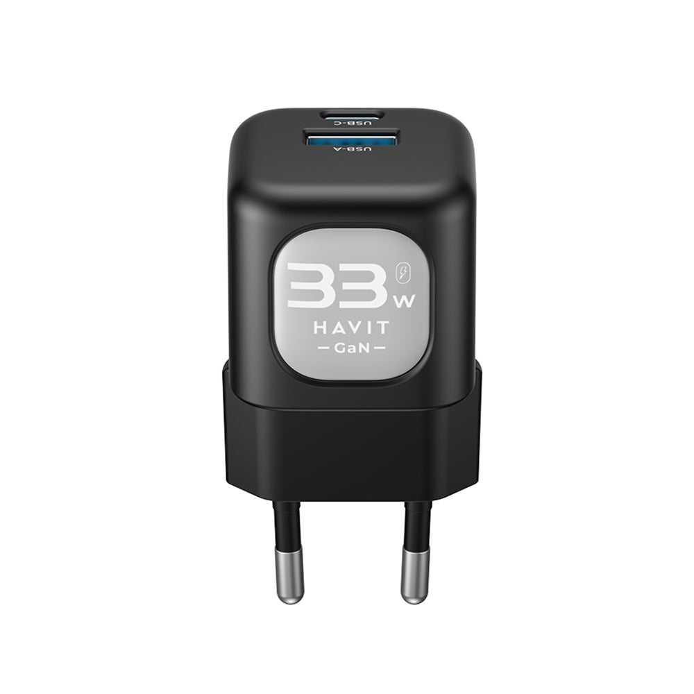 Nätverksladdare HAVIT UC230, 33W, 3A, 1 x USB-A - 1 x USB-C, Svart Grå