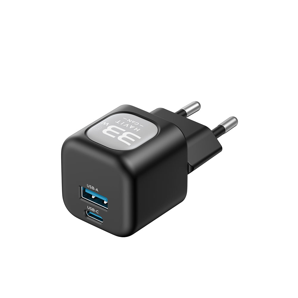 Nätverksladdare HAVIT UC230, 33W, 3A, 1 x USB-A - 1 x USB-C, Svart Grå
