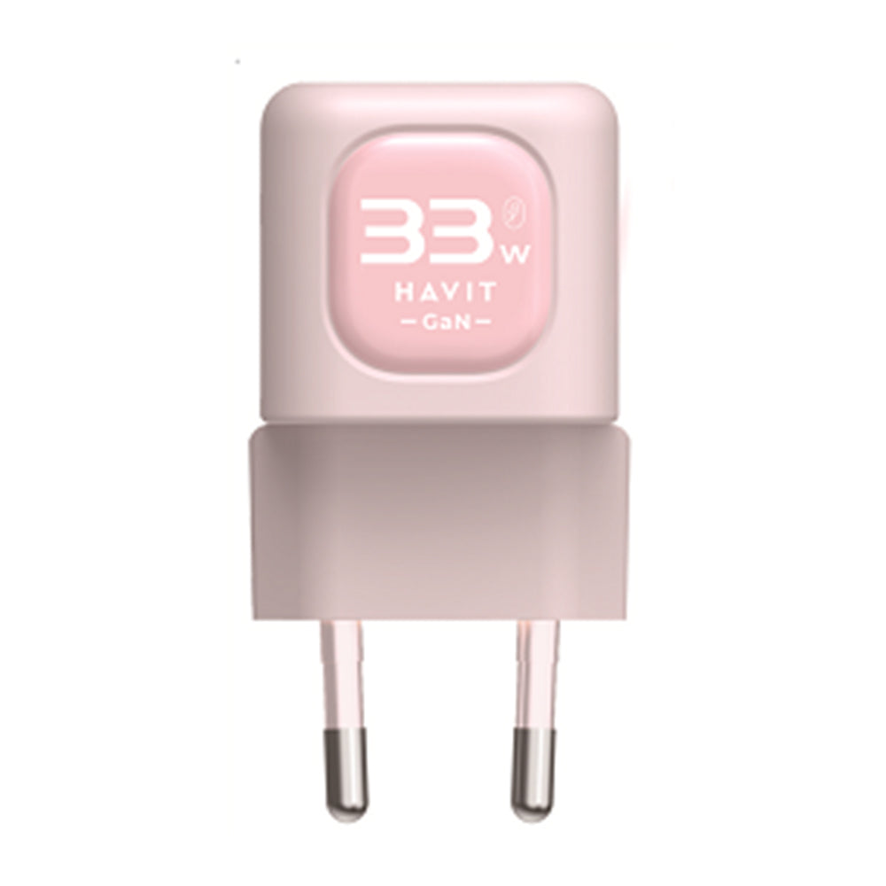 HAVIT UC230 Nätverksladdare, 33W, 3A, 1 x USB-A - 1 x USB-C, Rosa