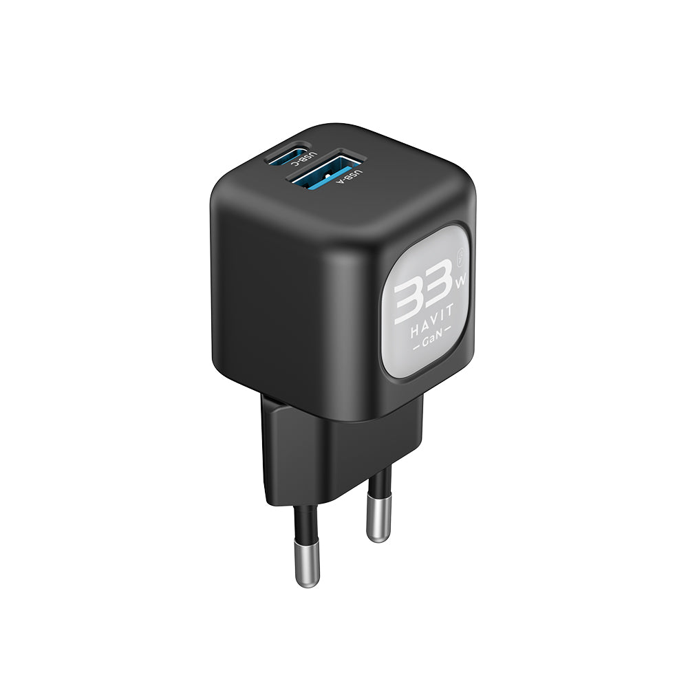 HAVIT UC230 Nätverksladdare, 33W, 3A, 1 x USB-A - 1 x USB-C, Rosa