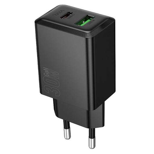 Nätverksladdare HOCO N71, 30W, 3A, 1 x USB-A - 1 x USB-C, Svart