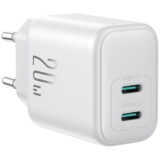 Nätadapter Joyroom JR-TCF12, 20W, 3A, 2 x USB-C, Vit