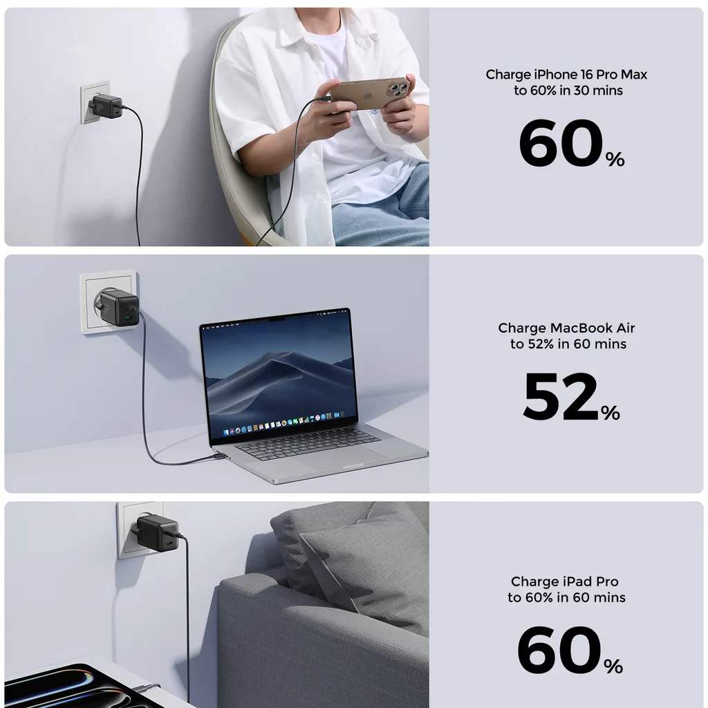 Nätverksladdare Joyroom JR-TCG17, 45W, 3A, 2 x USB-C, Svart