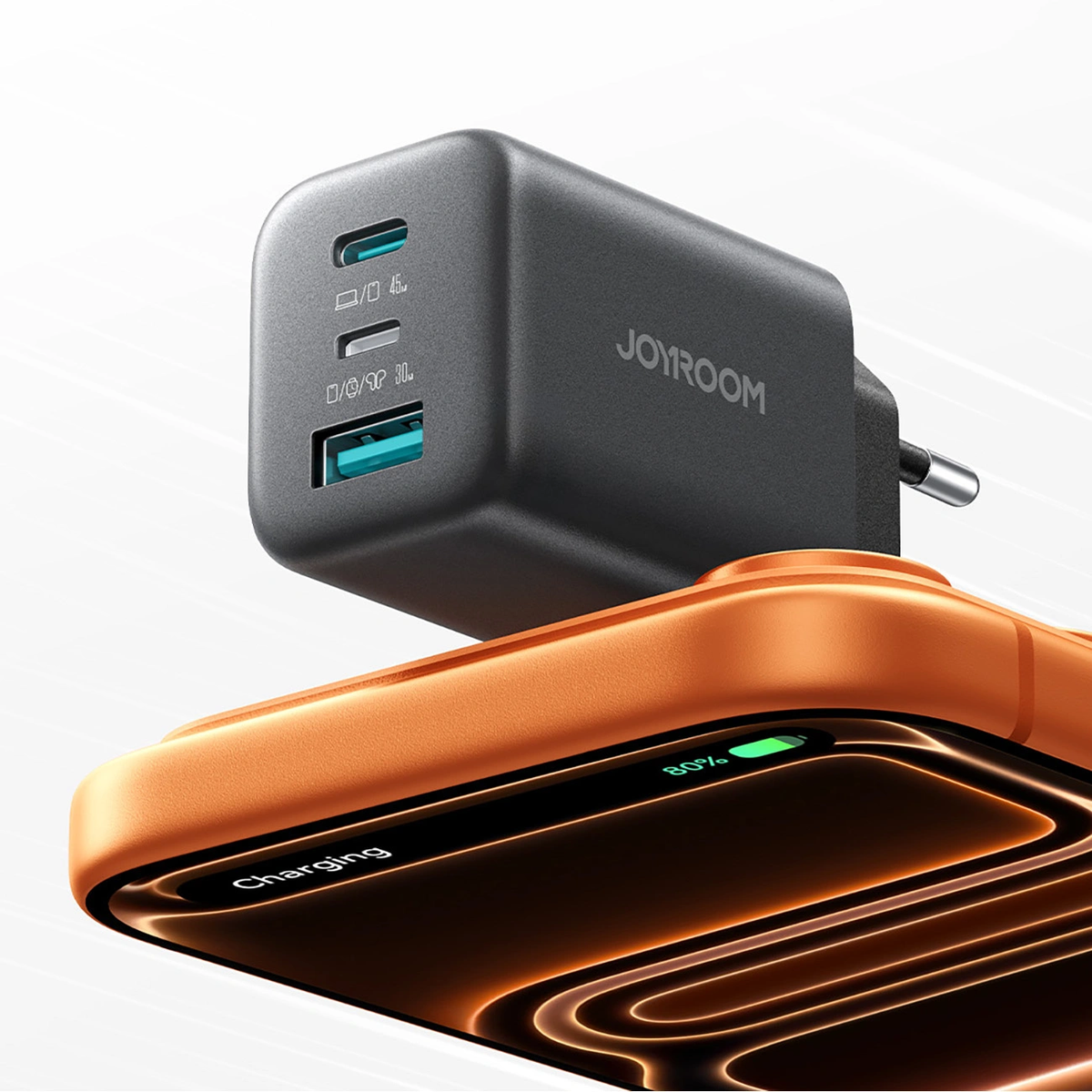Nätadapter Joyroom JR-TO1, 45W, 3A, 1 x Lightning - 1 x USB-A - 1 x USB-C, Svart