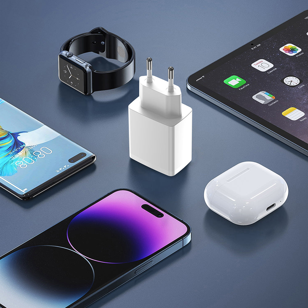 Nätverksladdare Lito LC09, 20W, 3A, 1 x USB-A - 1 x USB-C, Vit