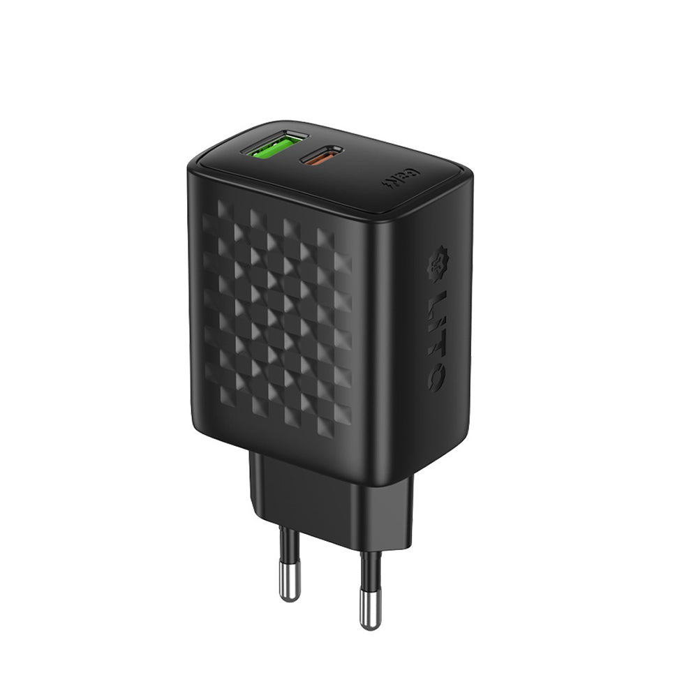 Nätverksladdare Lito LC24, 65W, 3.25A, 1 x USB-A - 1 x USB-C, Svart