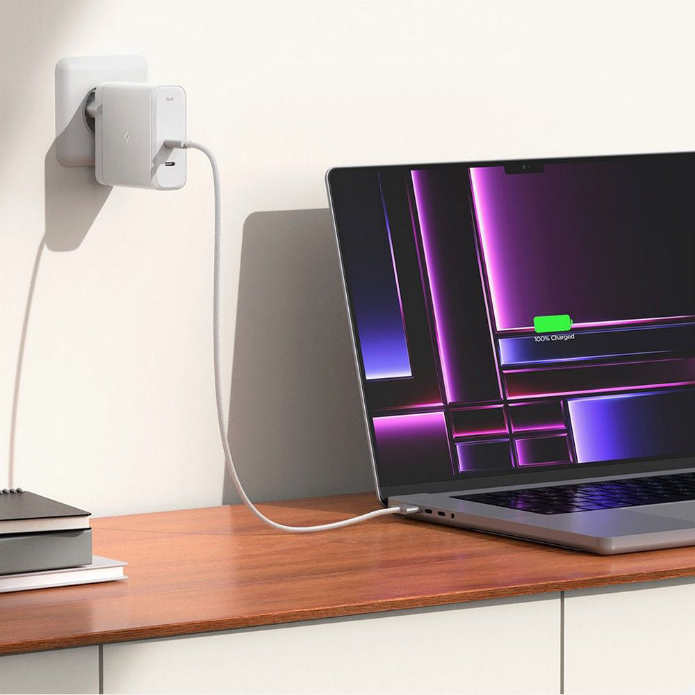 Spigen Arcstation Pro nätverksladdare, 140W, 3.25A, 2 x USB-C, Vit