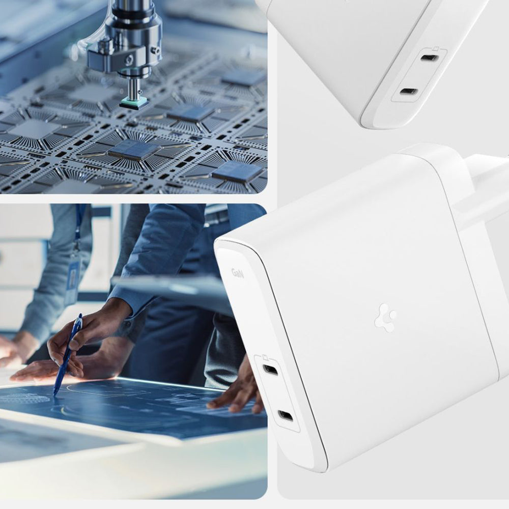 Spigen Arcstation Pro nätverksladdare, 140W, 3.25A, 2 x USB-C, Vit