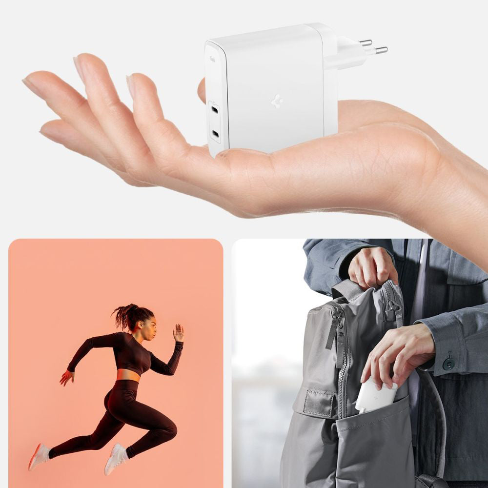 Spigen Arcstation Pro nätverksladdare, 140W, 3.25A, 2 x USB-C, Vit