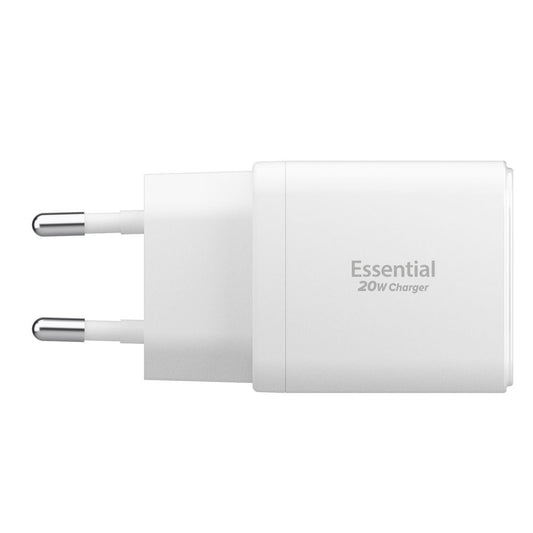 Spigen Essential Nätverksladdare, 20W, 3A, 1 x USB-A - 1 x USB-C, Vit ACH08704