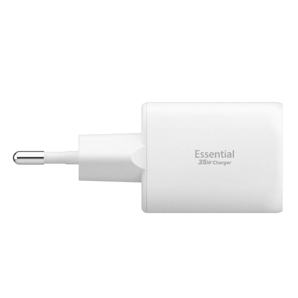 Spigen Essential Nätverksladdare, 35W, 3A, 1 x USB-A - 1 x USB-C, Vit