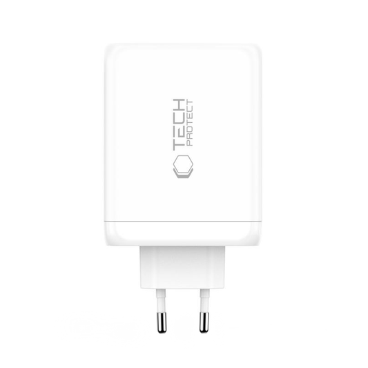 Nätverksladdare Tech-Protect NC200W-GAN, 200W, 5A, 1 x USB-A - 3 x USB-C, Vit