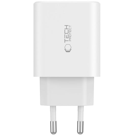 Nätverksladdare Tech-Protect NC30W, 30W, 3A, 1 x USB-A - 2 x USB-C, vit