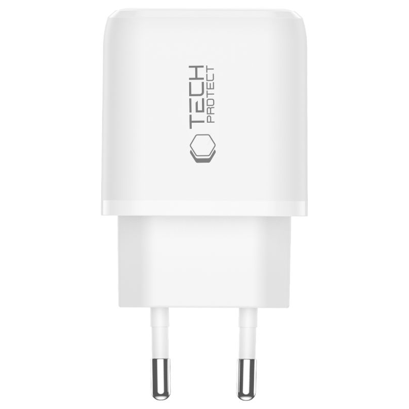 Nätverksladdare Tech-Protect NCA45W, 45W, 3A, 1 x USB-A - 1 x USB-C, Vit
