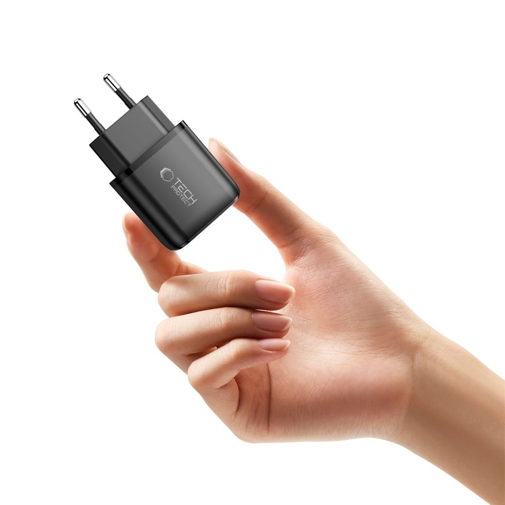 Nätverksladdare Tech-Protect NCA45W, 45W, 3A, 1 x USB-A - 1 x USB-C, Svart