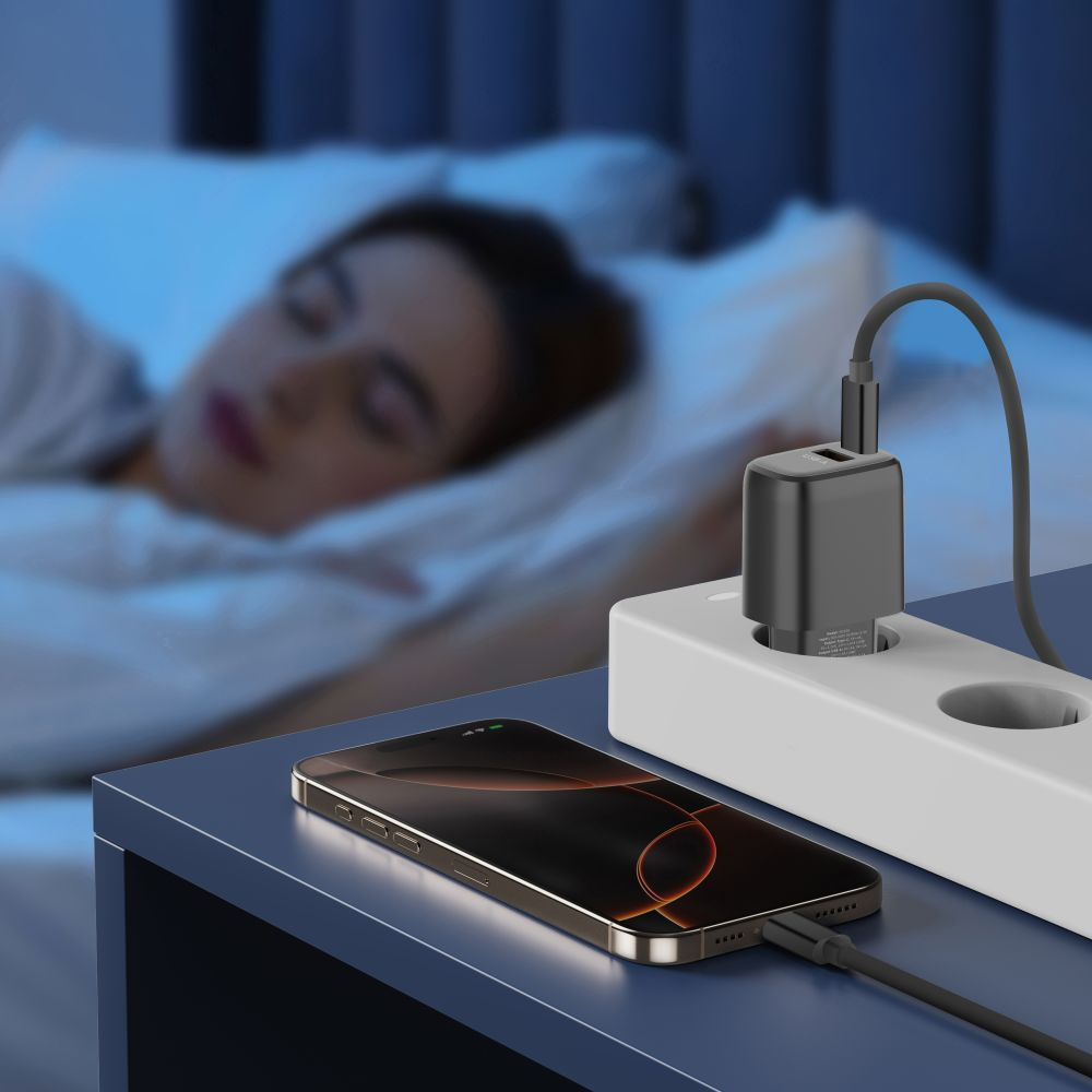 Nätverksladdare Tech-Protect NCA45W, 45W, 3A, 1 x USB-A - 1 x USB-C, Svart