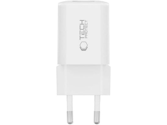 Tech-Protect NCM33W Network Charger, 33W, 3A, 1 x USB-A - 1 x USB-C, White
