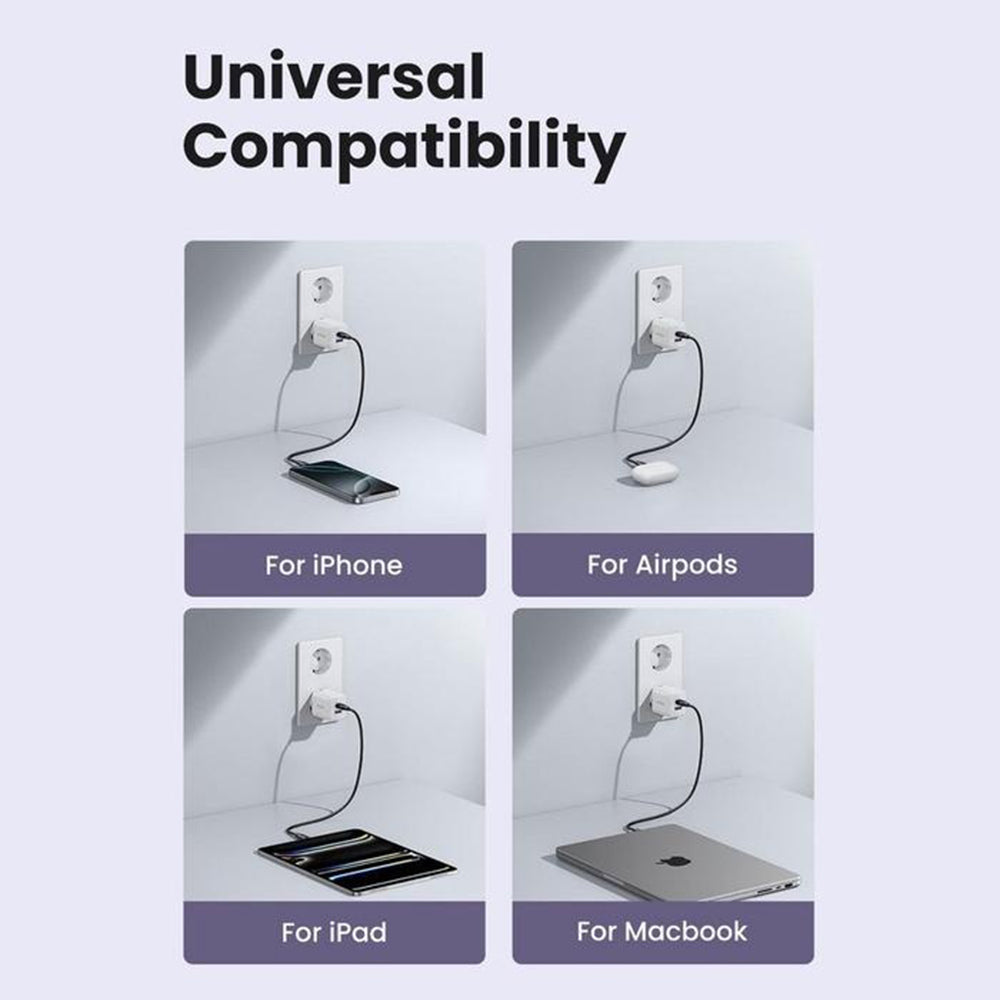 UGREEN X516 Nätverksladdare, 30W, 3A, 1 x USB-A - 1 x USB-C, Rosa