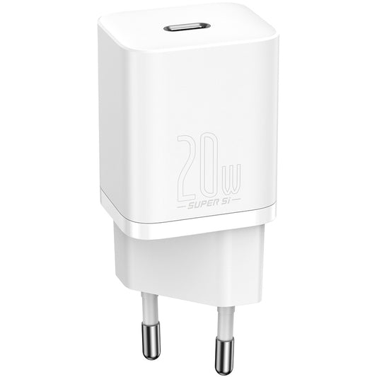 Baseus Super Si nätverksladdare, 20W, 3A, 1 x USB-C, vit CCSUP-B02