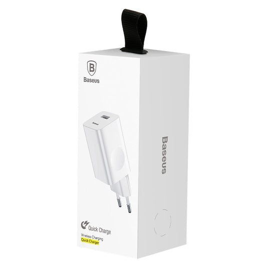 Baseus nätverksladdare, 24W, 3A, 1 x USB-A, Vit CCALL-BX02