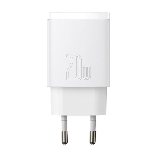 Network Charger Baseus Compact, 20W, 3A, 1 x USB-A - 1 x USB-C, White CCXJ-B02