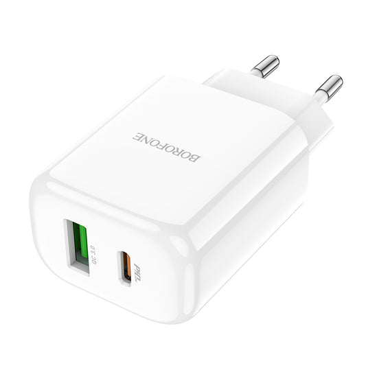 Nätverksladdare Borofone BBN4 Potential, 20W, 3A, 1 x USB-A - 1 x USB-C, Vit
