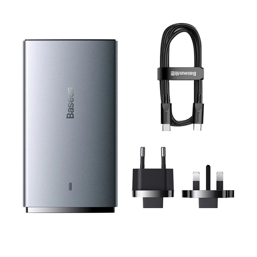 Baseus GaN5 Pro Ultra Slim, 65W, 3,25A, 1 x USB-C, 1 x USB-C, Grå CCGP150113