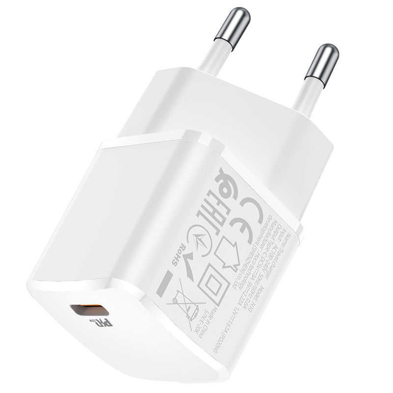 Nätverksladdare HOCO N10, 20W, 3A, 1 x USB-C, Vit