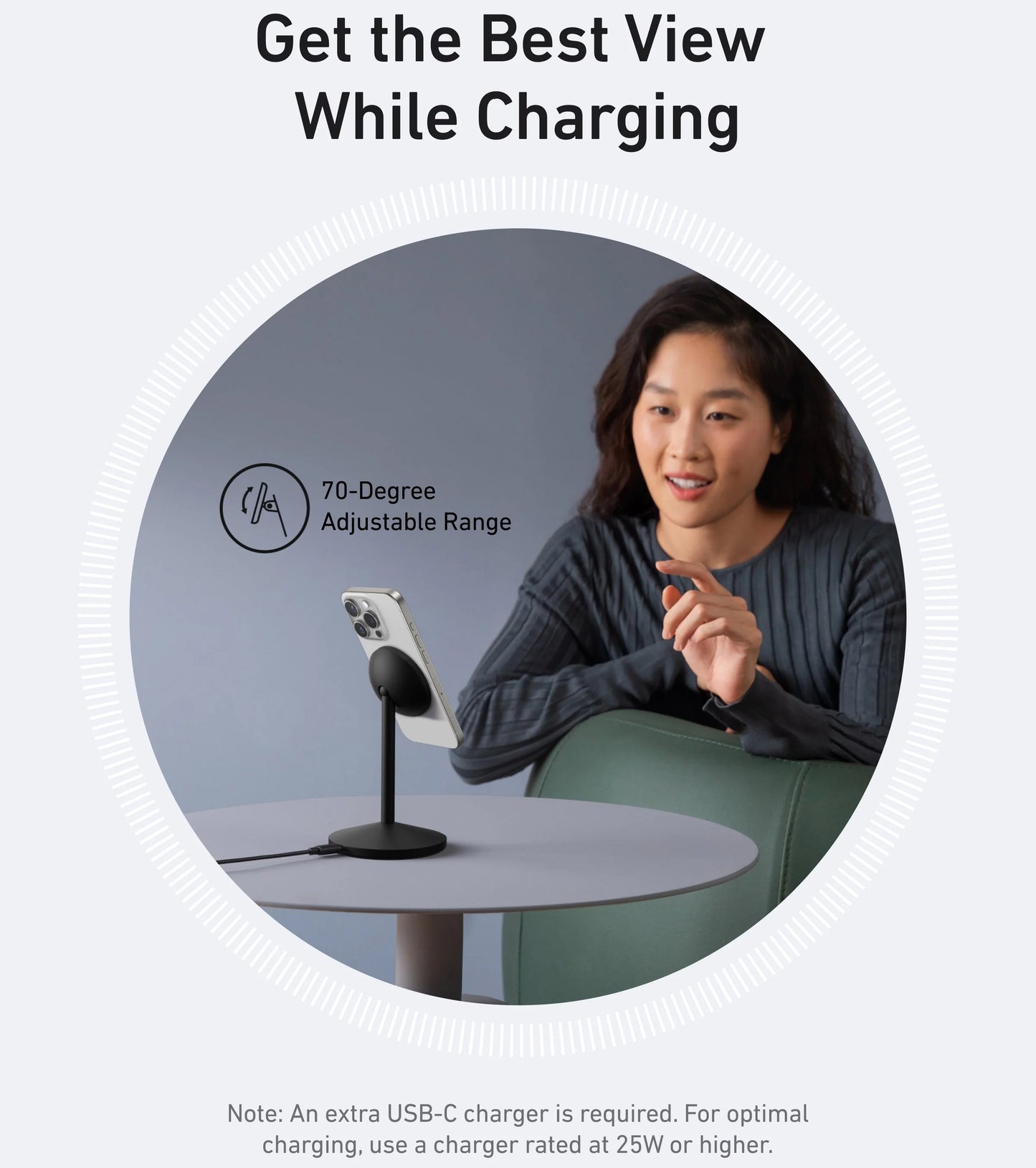 Anker MagGo Stand trådlös nätverksladdare, 15W, 1.67A, Svart A25X1H11