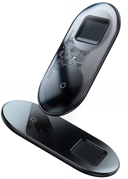 Baseus Simple 2in1 trådlös nätverksladdare, 15W, 1.67A, Transparent WXJK-A01