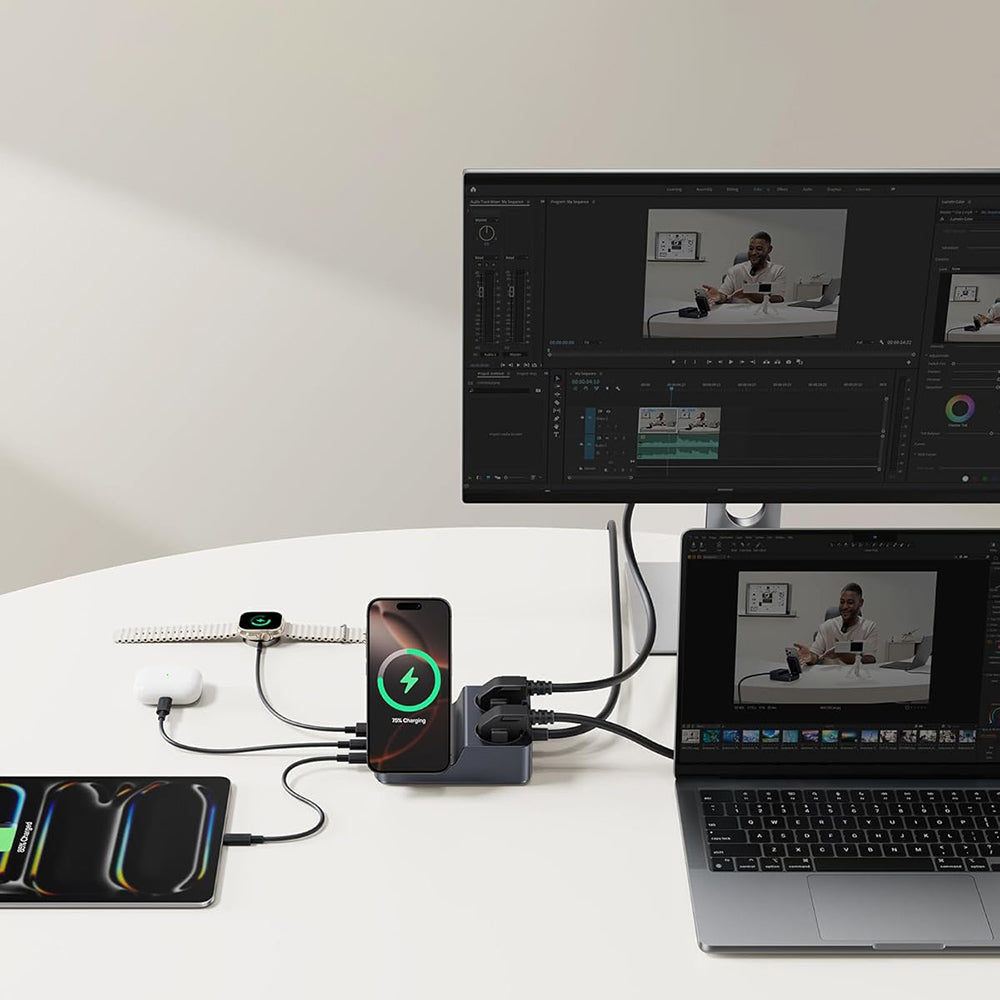 Baseus Nomos ND11 QI 6in1 laddningsstation, 67W, 3.35A, 1 x USB-A - 2 x USB-C - 2 x Schuko, Svart P80015804213-00