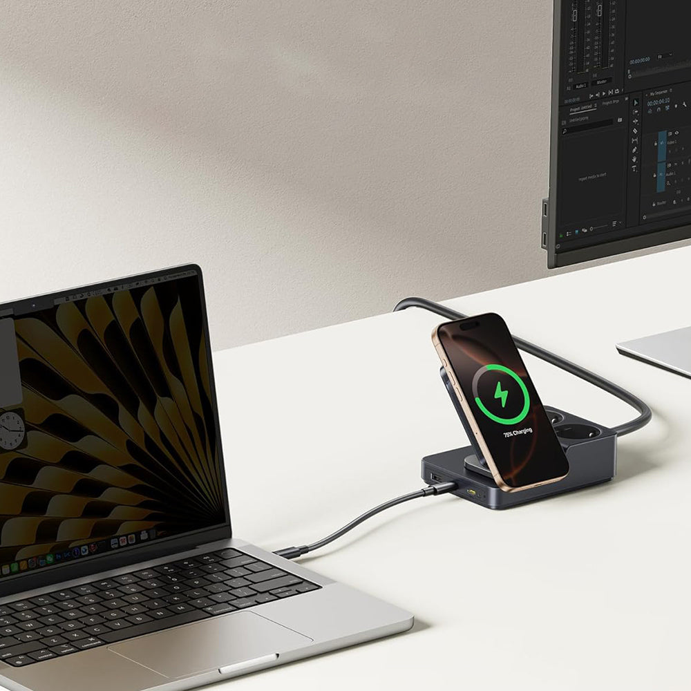 Baseus Nomos ND11 QI 6in1 laddningsstation, 67W, 3.35A, 1 x USB-A - 2 x USB-C - 2 x Schuko, Svart P80015804213-00