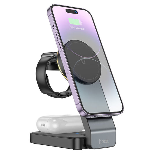 Trådlös nätverksladdare HOCO CQ3 3in1, 15W, 1.67A, Svart
