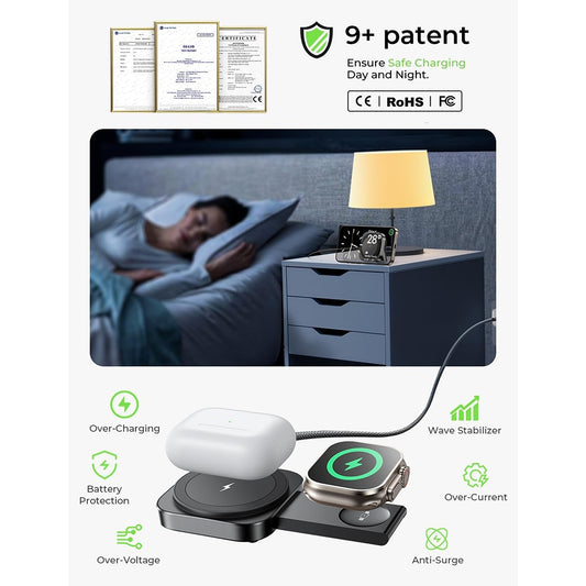 Lisen 2in1 Wireless Network Charger, 15W, 1.67A, Black YL0324100013