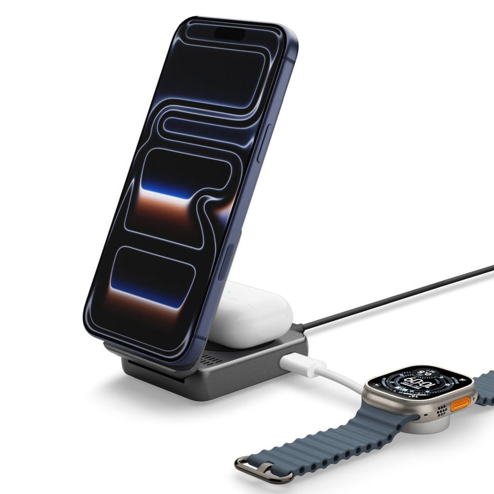 Trådlös Nätverksladdare Spigen EF302MOQ 3in1, 25W, 1 x USB-C, Grå