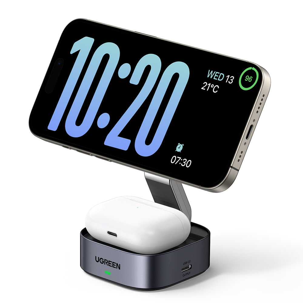 UGREEN W526 3in1 Trådlös Nätverksladdare, 20W, 1.67A, 1 x USB-C, Svart
