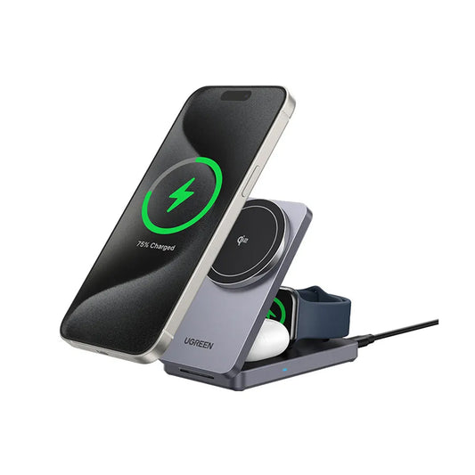 UGREEN W707 3in1 Trådlös Nätverksladdare, 25W, 1.67A, Grå