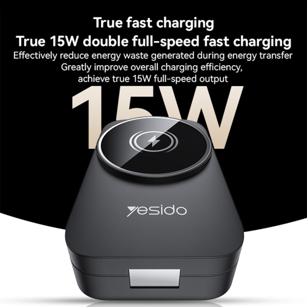 Trådlös nätverksladdare Yesido DS27 3in1, 15W, 1.67A, Svart
