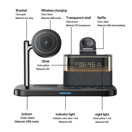 Trådlös nätverksladdare Yesido DS37 Display 3in1, 25W, 1.67A, Svart