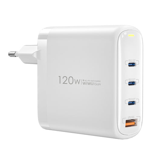 Nätverksladdare WiWu Wi-U020, 120W, 3A, 1 x USB-A - 3 x USB-C, vit