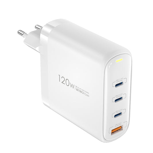 Nätverksladdare WiWu Wi-U020, 120W, 3A, 1 x USB-A - 3 x USB-C, vit