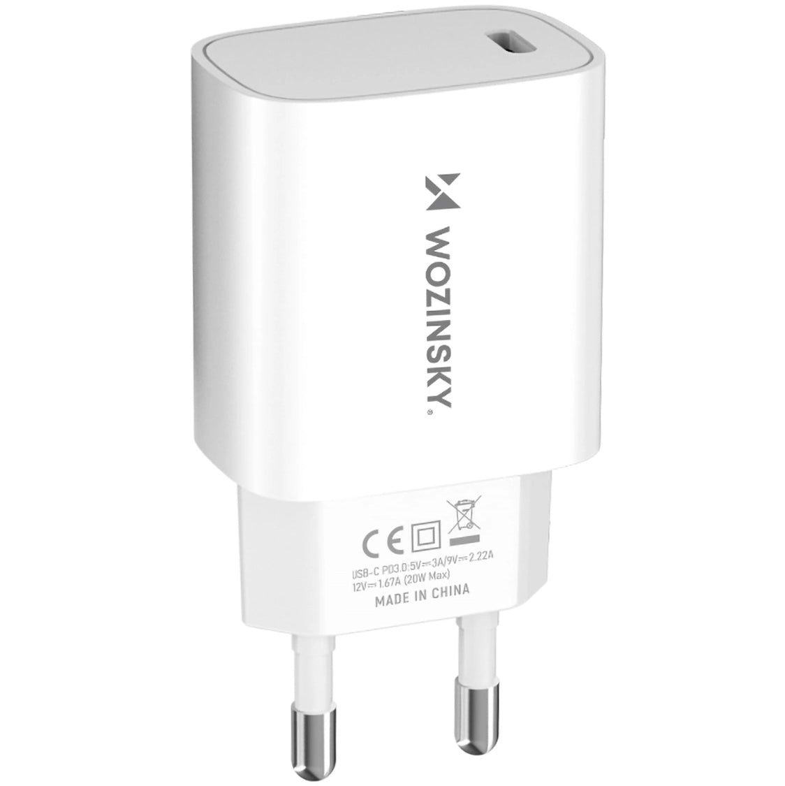 Nätadapter WZK WGWCCW, 20W, 3A, 1 x USB-C, Vit