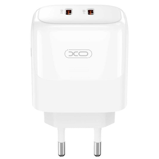 Nätverksladdare XO Design L140, 35W, 3A, 2 x USB-C, Vit