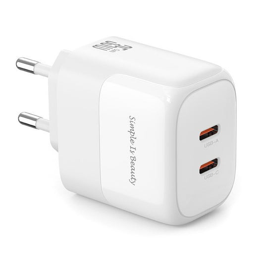 Nätverksladdare XO Design L140, 35W, 3A, 2 x USB-C, Vit
