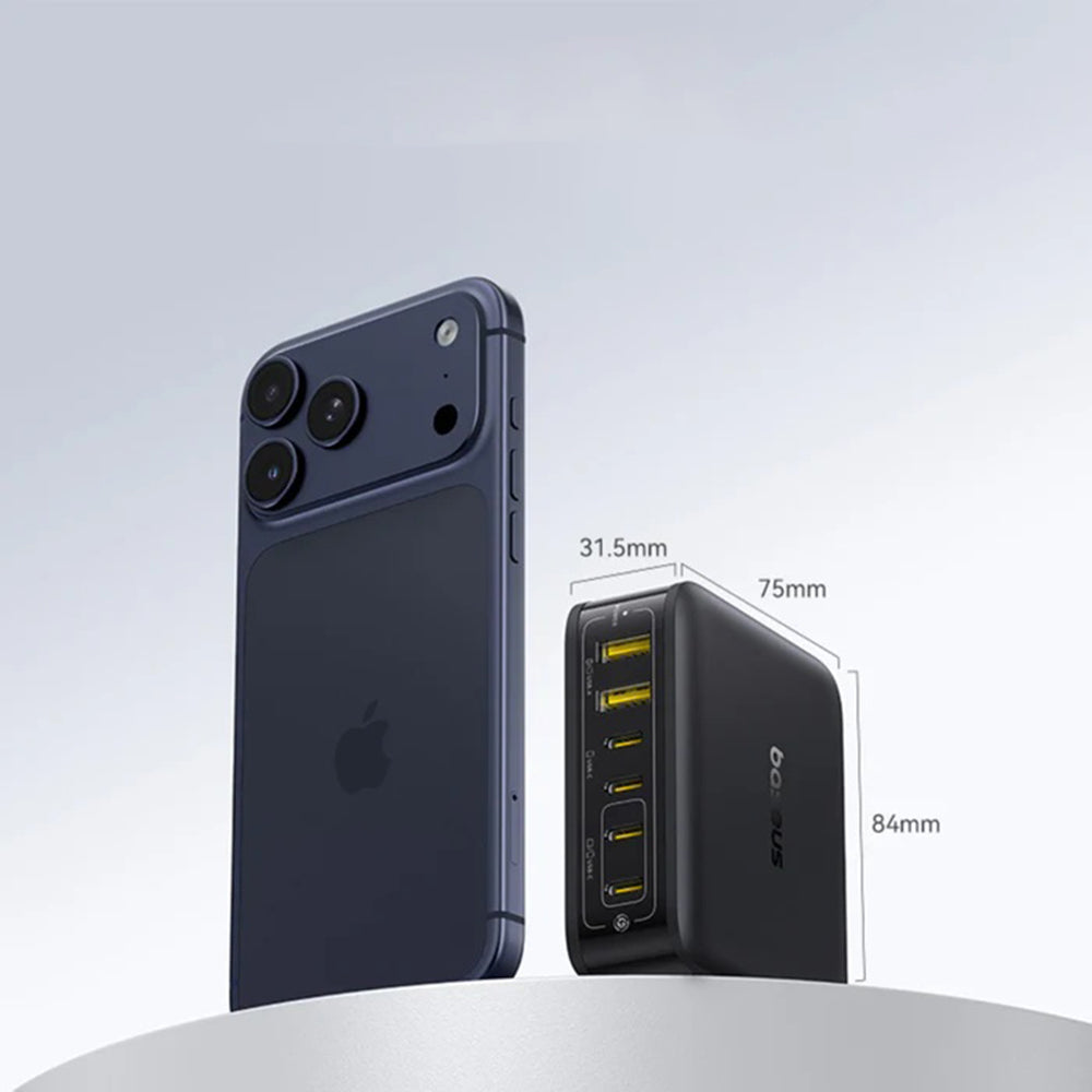 Baseus EnerFill FH21 laddningsstation, 120W, 3.25A, 2 x USB-A - 4 x USB-C, Svart E0120T00