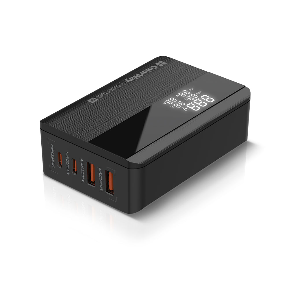 Laddare Station ColorWay Display, 65W, 3.25A, 2 x USB-A - 2 x USB-C, Svart
