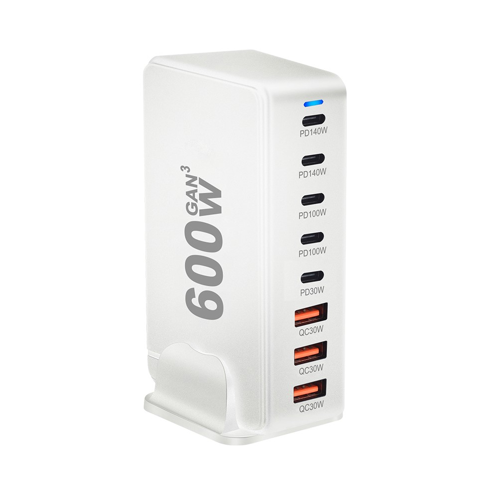 OEM-stationsladdare, 600W, 4 x USB-A - 4 x USB-C, Vit