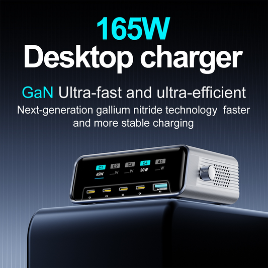 OEM-stationsladdare WLX-60G, 140W, 5A, 1 x USB-A - 4 x USB-C, Grå